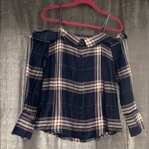 Off the shoulder plaid flannel